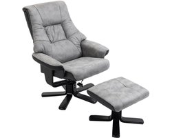 Relaxfauteuil met Voetenbank - Fauteuil - Moderne Relaxstoel - Kantelbaar tot 135° - Verstelbare Rugleuning - 360° Draaibaar - tot 120 kg - Relaxstoel - Ligstoel - TV Stoel - Loungestoel - Leesstoel - Grijs
