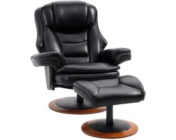 Relaxfauteuil met Voetenbank - Fauteuil - Moderne Relaxstoel - Kantelbaar tot 135° - Verstelbare Rugleuning - in 360° Draaibaar - tot 150 kg - Relaxstoel - Ligstoel - TV Stoel - Loungestoel - Leesstoel - Zwart + Bruin