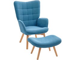 Relaxfauteuil met Voetenbank - Fauteuil - Moderne Relaxstoel - tot 150 kg - Relaxstoel - Ligstoel - Corduroy-look - Blauw