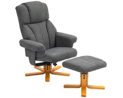 Relaxfauteuil met Voetenbank - Gestoffeerde Fauteuil - Moderne Relaxstoel - Kantelbaar tot 130° - Verstelbare Rugleuning - tot 150 kg - Relaxstoel - Ligstoel - TV Stoel - Loungestoel - Leesstoel - Donkergrijs