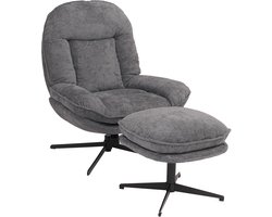 Relaxfauteuil met voetenbank MCW-P32, tv-fauteuil Nosag-vering, draaibaar Metaal Stof/textiel Chenille (370 g/m²) ~ grijs