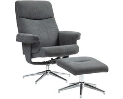 Relaxfauteuil met Voetenbank - Moderne Relaxstoel - Kantelbaar tot 130° - Verstelbare Rugleuning - tot 150 kg - Relaxstoel - Ligstoel - TV Stoel - Loungestoel - Leesstoel - Fluweellook - Antraciet