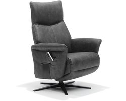 Relaxfauteuil Ravi – Elektrische Relaxstoel met 2 Motoren & Afstandsbediening – Accu – 180° Draaibaar – Micro Leder – Antraciet