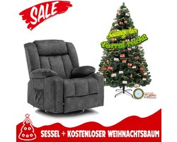 Relaxfauteuil – Relaxstoel – Fauteuil – TV Stoel – Lounge Stoel – Verstelbaar – Inclusief Kunstkerstboom 1148-GY + H-CT003 – Ergonomisch Schuim – Stabiele Metalen Standaard