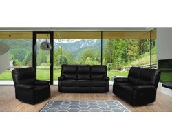Relaxfauteuil relaxstoel verstelbaar bank "Lincoln" - 197 x 89 x 103 cm - 3 zits - Zwart
