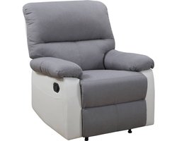 Relaxfauteuil relaxstoel verstelbaar "Lincoln" - 90 x 89 x 103 cm - Wit / Lichtgrijs