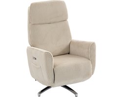 Relaxfauteuil - Relaxzetel - Relaxstoel - Fauteuil - Stoel - Met armleuning - Voor één Persoon - Crèmewit + zilver
