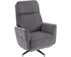 Relaxfauteuil - Relaxzetel - Relaxstoel - Fauteuil - Stoel - Met armleuning - Voor één Persoon - Donkergrijs + Zilver