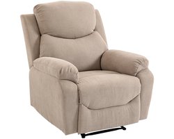 Relaxfauteuil - Relaxzetel - Relaxstoel - Fauteuil - Stoel - Met armleuning - Voor één Persoon - Fluweel - Beige + Zwart