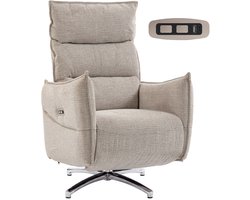 Relaxfauteuil - Relaxzetel - Relaxstoel - Fauteuil - Stoel - Met armleuning - Voor één Persoon - Fluweel - Beige + Zwart