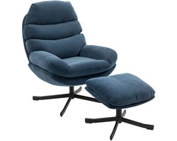 Relaxfauteuil - Relaxzetel - Relaxstoel - Fauteuil - Stoel - Met armleuning - Voor één Persoon - Fluweel - Blauw
