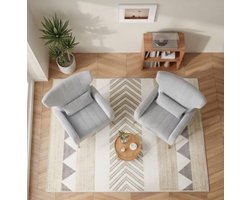 Relaxfauteuil Set van 2 103x69x58 cm – Fluwelen Fauteuil met Hoofdkussen & Gouden Metalen Poten – Oorfauteuil / Televisiestoel / Lounge Stoel – Grijs – Urbanhome