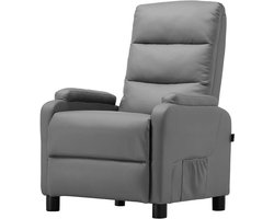 Relaxfauteuil – Verstelbare Stoel – Relaxstoel – Ligstoel – Loungestoel – Grijs PU – Met Metalen Frame – Pocketvering Schuim