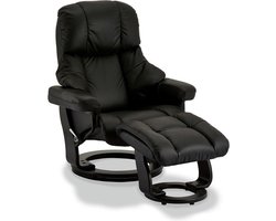 Relaxfauteuil Zwart - Metaal/Leer - 83x88x107cm - Crown