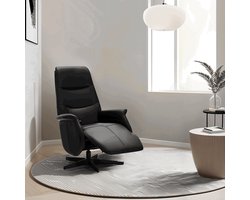 Relaxfauteuil Zwart - Metaal/Leer - 90x79x114cm - Delta
