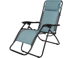 Relaxstoel - 5 Posities - Opklapbaar - Metaal - Textilene - Blauw/Grijs
