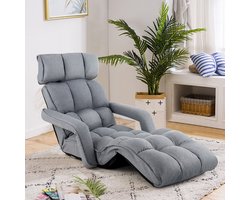 Relaxstoel 5-Voudig Verstelbaar – Opvouwbare Vloerstoel voor Gamen, Lezen en Slapen