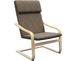 Relaxstoel 65 × 79 × 98 cm Bruin Hout Fauteuil, armstoel, stoel en leesstoel, stabiel en duurzaam, praktisch en stijlvol, gemakkelijk schoon te maken, geschikt voor woonkamer en slaapkamer