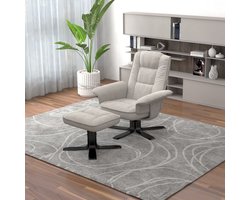 Relaxstoel CHARLY met voetenbankje van corduroy – wit