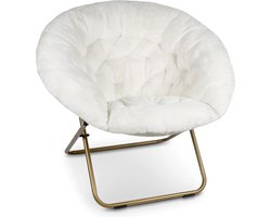 Relaxstoel, Cozy stoel voor woonkamer of slaapkamer, opvouwbare klapstoel met bont en gouden metalen poten