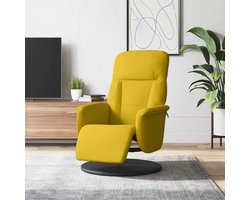 Relaxstoel – Fauteuil – Ligstoel – Tv-stoel – Draaifauteuil – Gele Fluwelen Bekleding – Verstelbare Ligfunctie en 360° Draaibaar