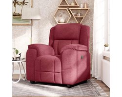 Relaxstoel – Fauteuil – Ligstoel – TV Stoel – Loungestoel – Verstelbare Ligfunctie Tot 135° – Stevig Hout-Metaal Frame – Wijnrode Stof