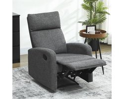 Relaxstoel – Fauteuil – Loungestoel – Draaifauteuil – Schommelstoel – Verstelbaar 90°-180° – Ergonomisch Met Houten Frame & Grijze Stof