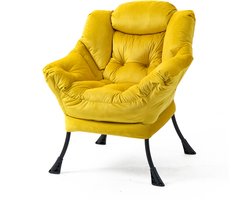 Relaxstoel - Fauteuil met Metalen Frame - Comfortabele Loungestoel - Woonkamer & Slaapkamer - Geel