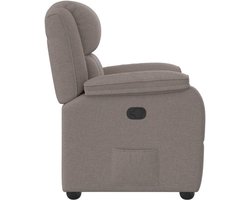 Relaxstoel – Fauteuil – Recliner – TV Stoel – Slaapstoel – Taupe Stof – Handmatig Verstelbaar Tot 135° – Houten & Metalen Frame