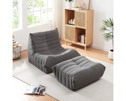 Relaxstoel Kodsø lounge fauteuil met voetenbank grijs [en.casa]