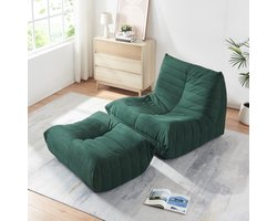 Relaxstoel Kodsø lounge fauteuil met voetenbank groen [en.casa]
