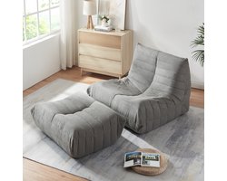Relaxstoel Kodsø lounge fauteuil met voetenbank microvezel grijs [en.casa]