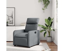Relaxstoel Kunstleer - Comfortabele Stoel - Ontspannen Zitten - Handmatige Ligfunctie - Tot 135 Graden - Grijs
