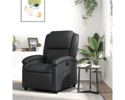 Relaxstoel Leer - Comfortstoel Fauteuil - Ontspannen Zitten - Handmatige Ligfunctie 135° - Zithoogte 42-45cm - Zwart