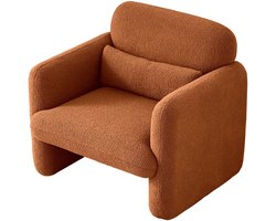 Relaxstoel – Lounge Stoel – Fauteuil – Stoel – Leesstoel – Zacht Stof – Houten Frame – Comfortabele Kussens - Oranje