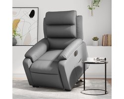 Relaxstoel met opstahulp – Elektrische Loungechair – Tv-Stoel – Ligstoel – Relaxfauteuil – Grijs Kunstleer – Elektrisch Kantelsysteem – Traploos Verstelbare Ligfunctie