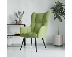 Relaxstoel - Oorfauteuil Loungestoel - Ontspannen Zitten - Zachte Fluwelen Bekleding - 61 x 70 x 965 cm - Lichtgroen