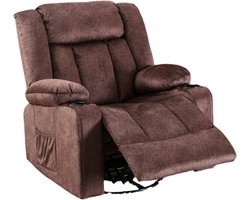 Relaxstoel – Relaxfauteuil – Verstelbare Stoel – Draaibare Fauteuil – Ligstoel – Fauteuil Met Voetsteun – Stoffen Bekleding – Maximaal 150 Kg Draagvermogen - 95.2 x 95.2 x 99.2 cm - Bruin