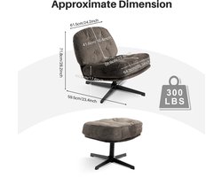 Relaxstoel - Schommelstoel - Fauteuil - Loungestoel - Moderne Vouwbare Accent Stoel - 360° Draaibaar Tufted Luil stoel - met Dikke Kussen en Ottoman voor Woonkamer - Chocolade