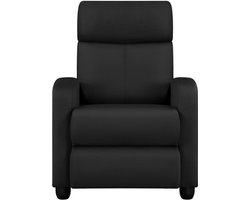 Relaxstoel televisiestoel Single sofa met verstelbare beensteun ligstoel van linnen stof zwart