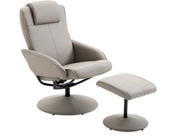 Relaxstoel – TV Stoel – Fauteuil – Draaistoel – Lounge Stoel – Grijs – 360° Draaibaar – Met Voetenbank