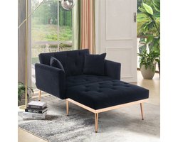 Relaxstoel – Verstelbare Fauteuil – Loungestoel – Schommelstoel – Ligstoel – Zwart Fluweel – Verstelbare Rugleuning 3 Standen – Robuust Metalen Frame 220 kg Draagkracht
