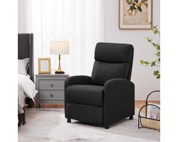 Relaxstoel woonkamer lounge stoel met verstelbare rugleuning stoel slaapkamer televisiestoel met voetensteun ligstoel linnen stof / zwart