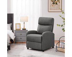 Relaxstoel woonkamer lounge stoel met verstelbare rugleuning stoel slaapkamer televisiestoel met voetensteun ligstoel linnen stof/grijs