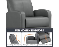 Relaxstoel Woonkamer Loungestoel met Verstelbare Rugleuning Stoel Slaapkamer Televisiestoel met Voetensteun Ligstoel Kunstleer/Grijs