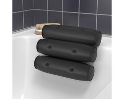 RelaxTub® Badkussen - Nekkussen Bad - Badkussens voor in Bad - 6 Sterke Zuignappen - Anti Slip - Waterdicht - Hoofdsteun Bad - Voor Hoofd, Nek en Schouders - Badkussen Zwart