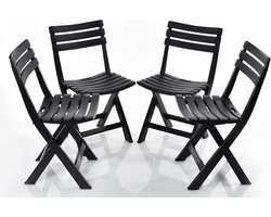 Relaxwonen - 4 tuinstoelen - antraciet - inklapbaar