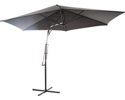 Relaxwonen - Push-up zweefparasol - Ø300cm - lichtgrijs - stevige kwaliteit