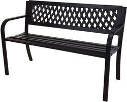 Relaxwonen Tuinbank – Weerbestendig Staal – Draagvermogen 220 kg – 119 x 50 x 75 cm – Zwart