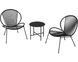 Relaxwonen - tuinset - zwart - tafel + 2 stoelen